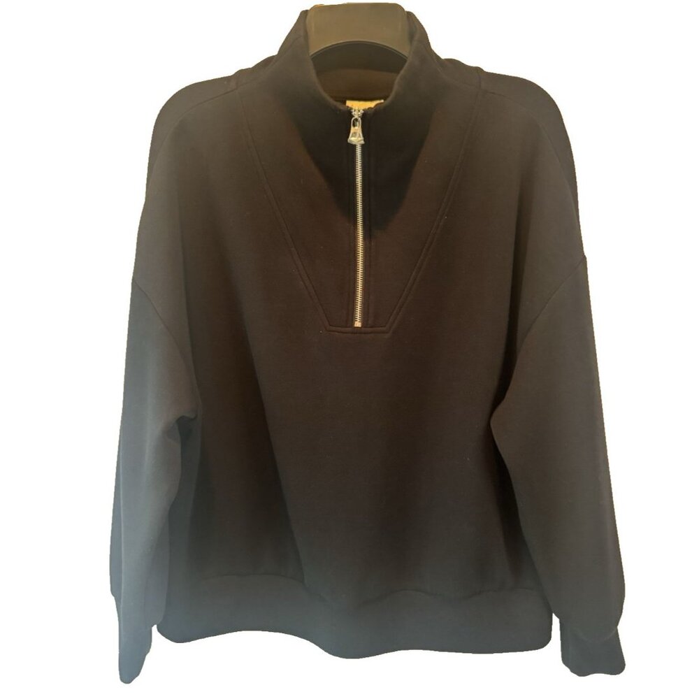 Varley Black Doublesoft Hawley 1/2 Zip Womens Sweatshirt L Soft Luxe Athleisure - Picture 1 of 10